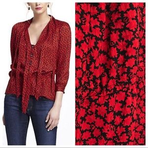 Anthro Leifsdottir Fire-Bloom Silk Blouse 8